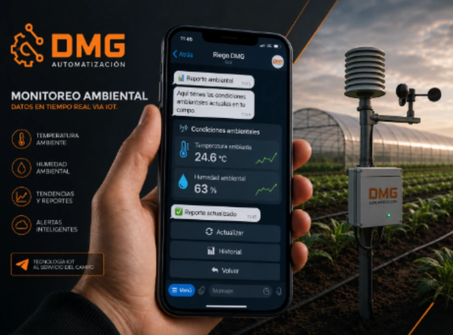 Reporte IoT de temperatura y humedad ambiental mostrado en Telegram